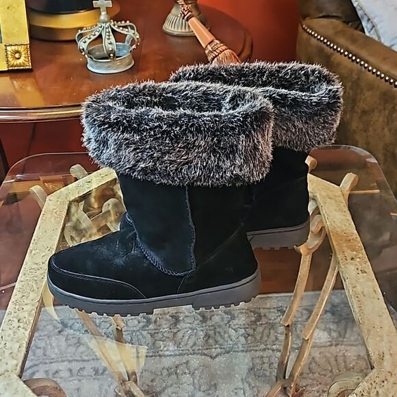 Rampage Black suede faux fur boots size 7 - Picture 3 of 7